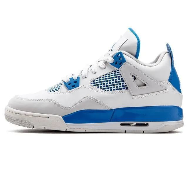 Men's Jordan 4 Retro Basketball Shoes - White Blue