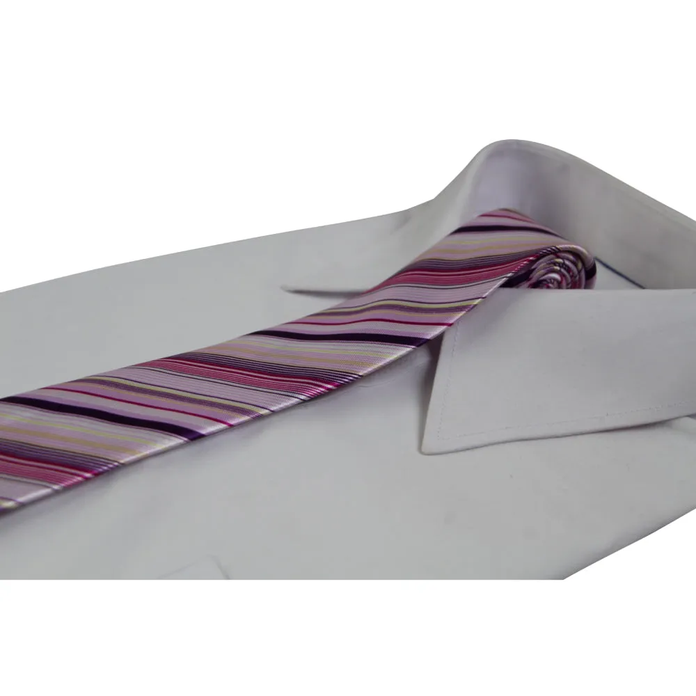 Mens Pink And Purple Thin Striped 5cm Skinny Neck Tie