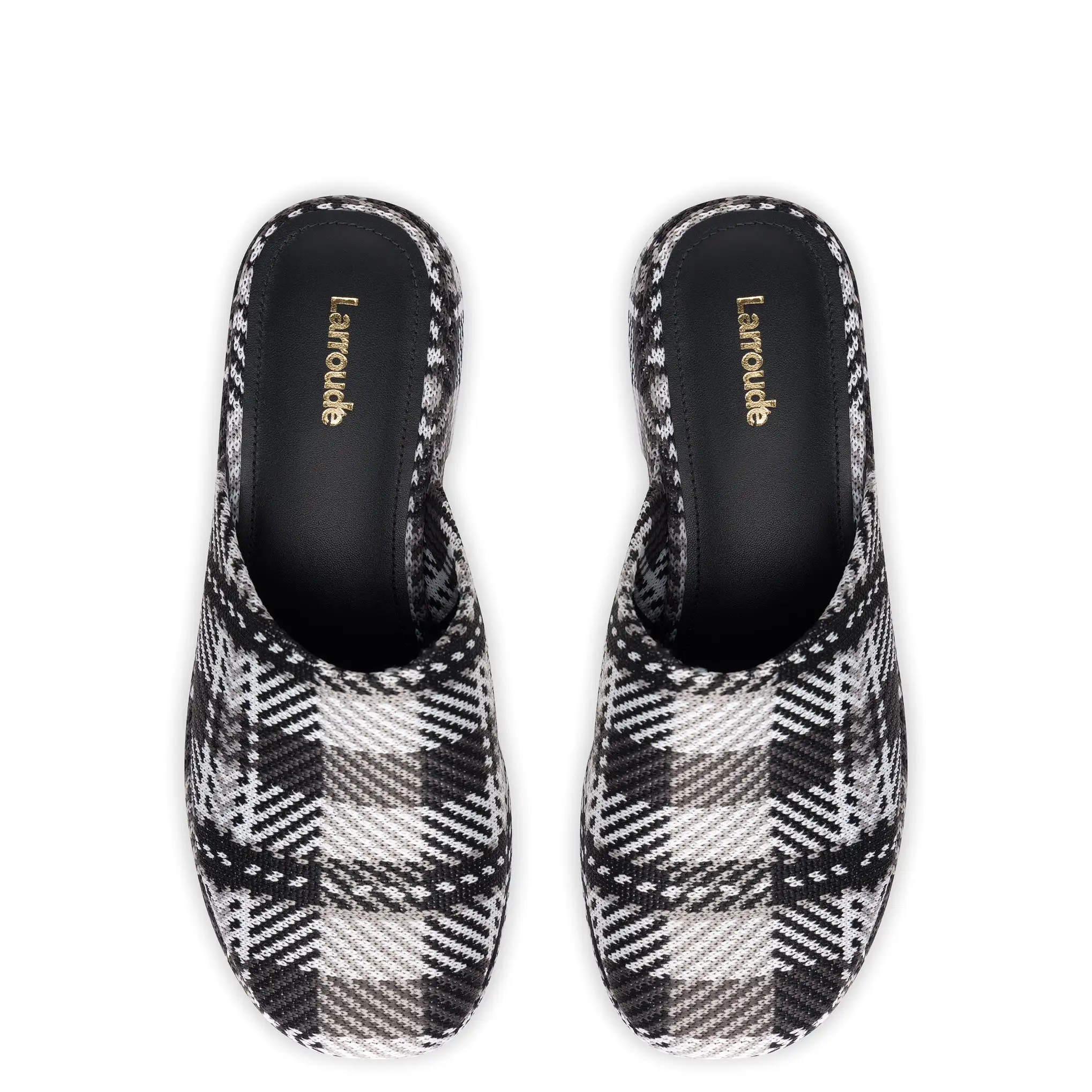 Miso Flatform Clog In Black and White Plaid Knit