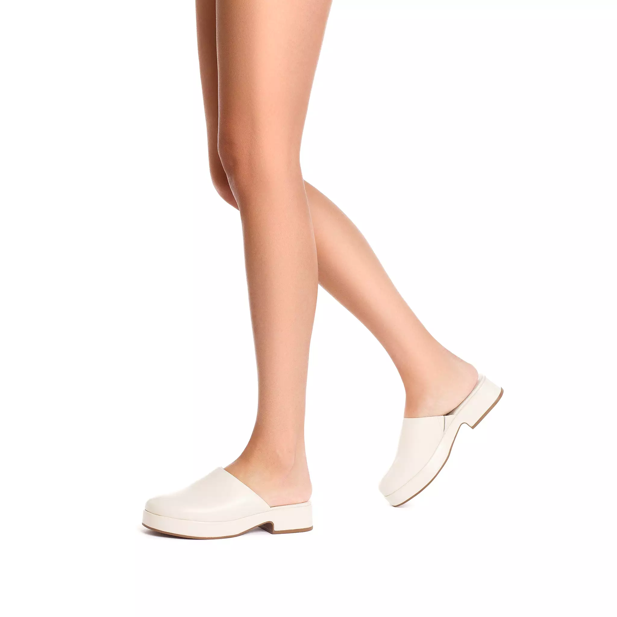 Miso Flatform Clog In Ivory Leather