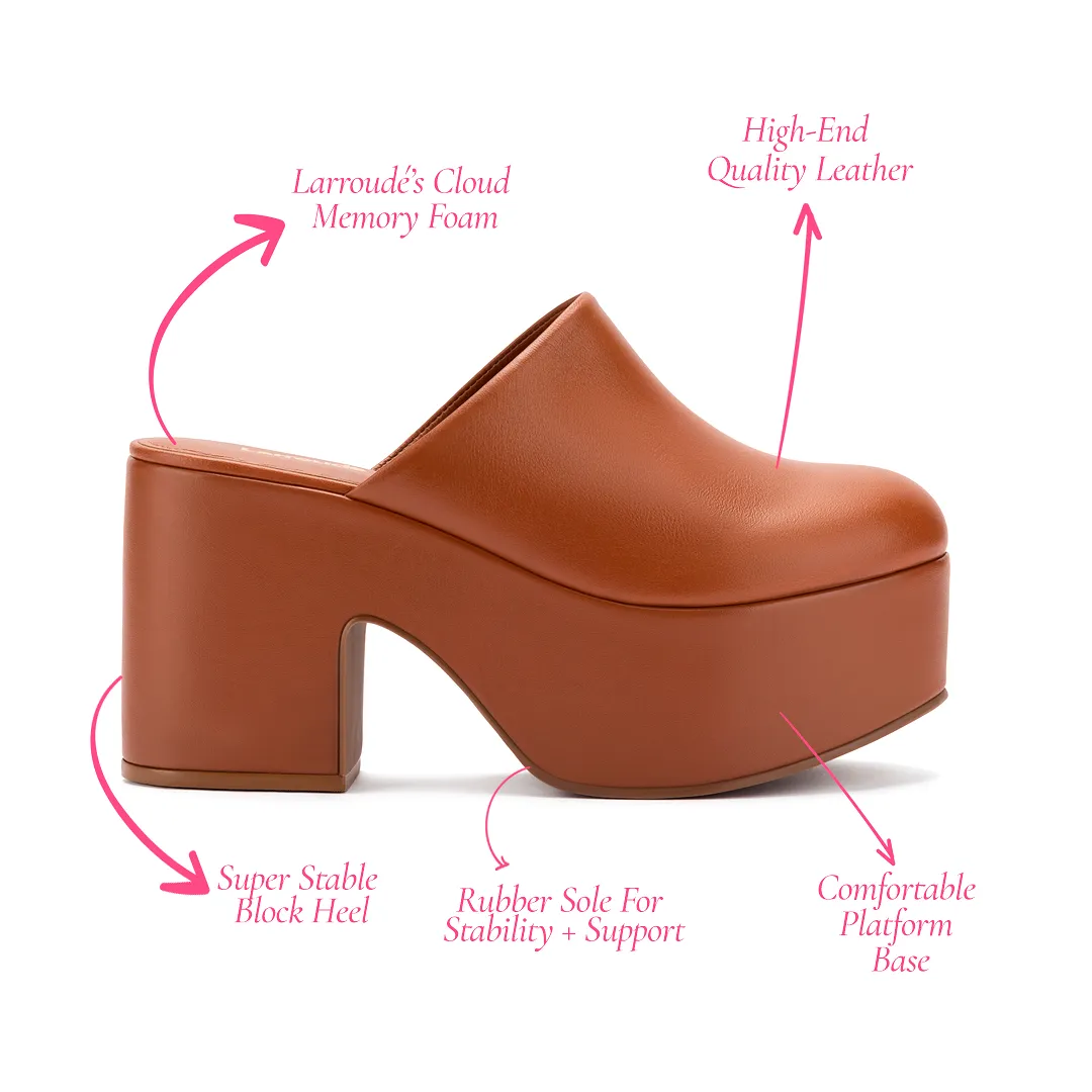 Miso Platform Clog In Caramel Leather