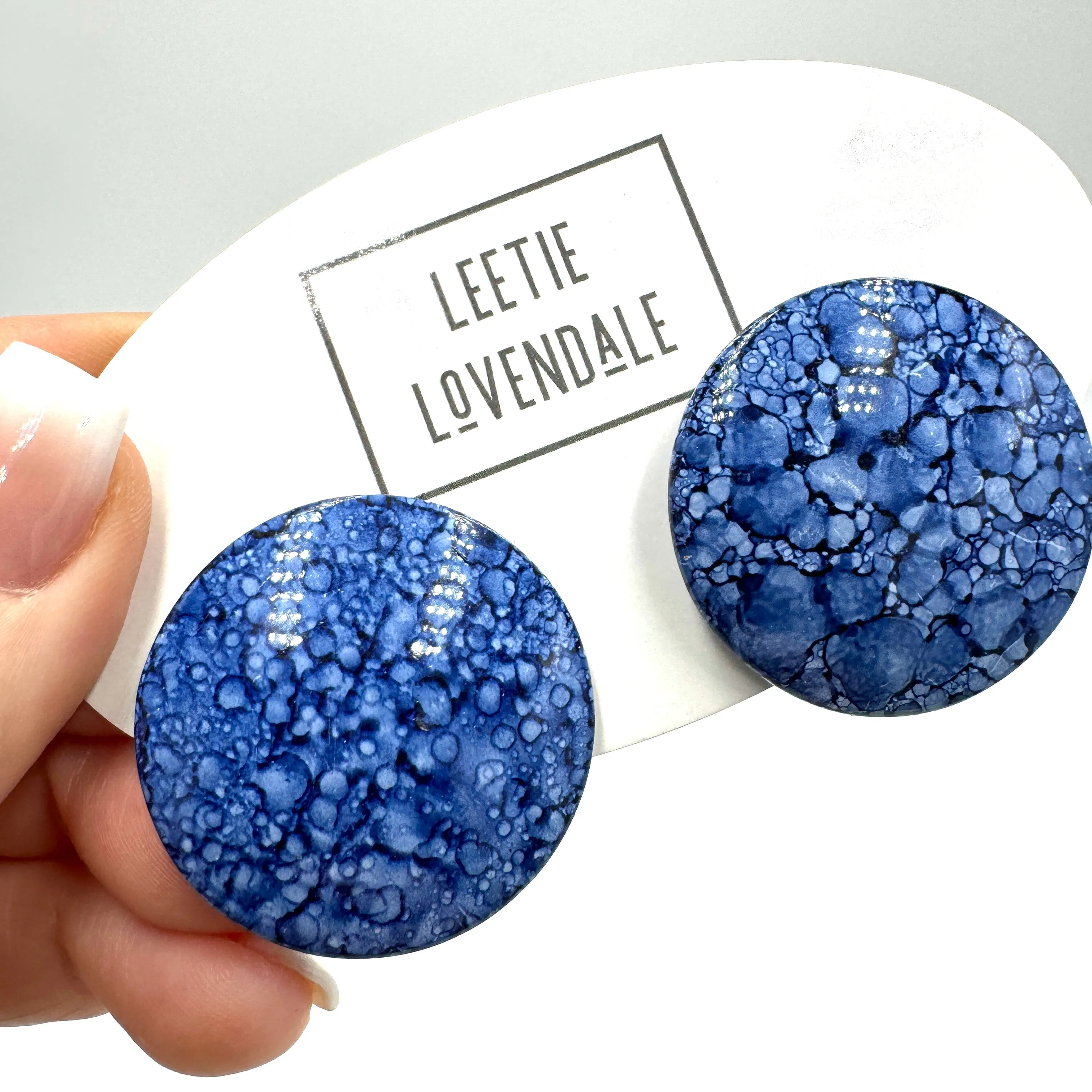 Mottled Vintage Enamel Disc Stud Earrings