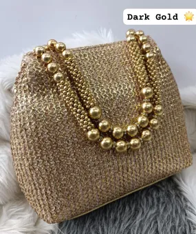 New & Exclusive Metalic Ethnic Handy Potli Bag with Antique finish pearl handles-SC001MPA