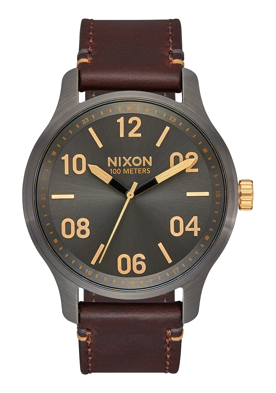 Nixon - Patrol Leather Watch Gunmetal/Gold