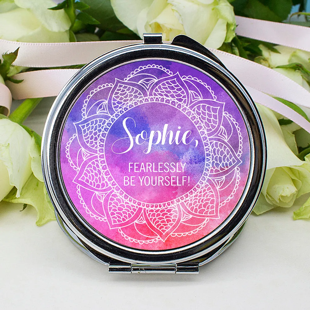 Personalised Spirited Round Compact Mirror