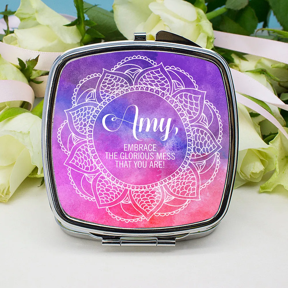 Personalised Spirited Square Compact Mirror