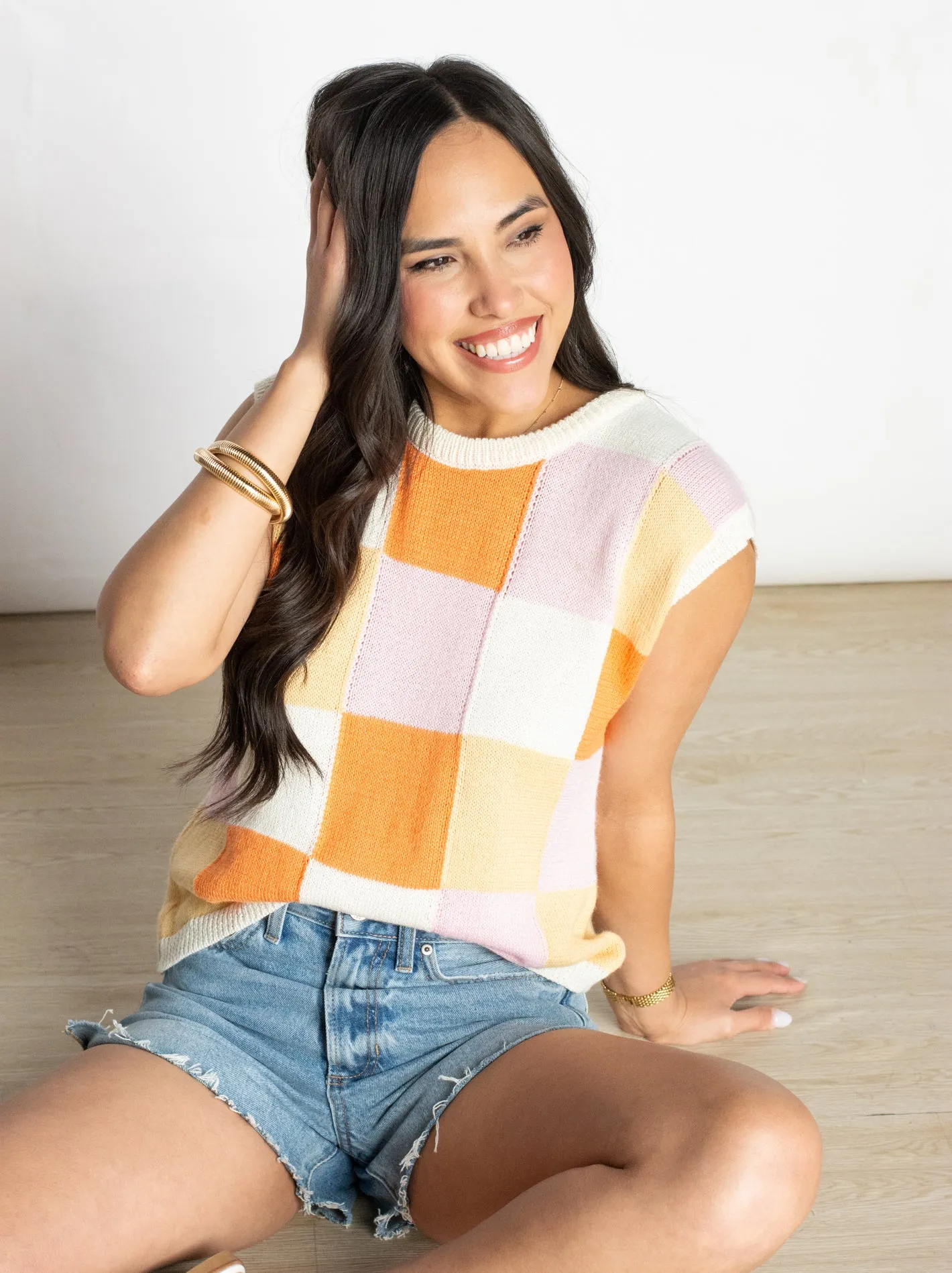 PRE-ORDER: Fun Flirt Color Block Checker Top