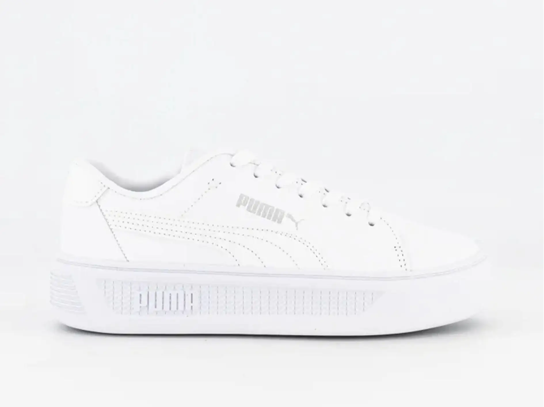 Puma Womens Smash Platform V3 Sleek White/Silver <br> 389401 01