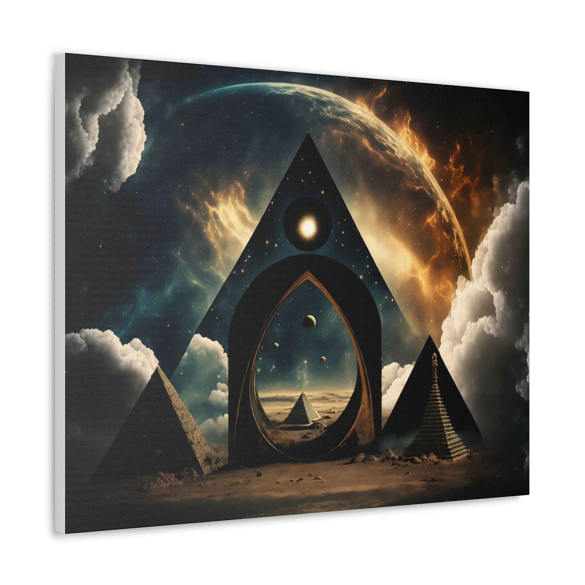 Pyramid Portal Star Gate Wall Art Canvas Spiritual Decor