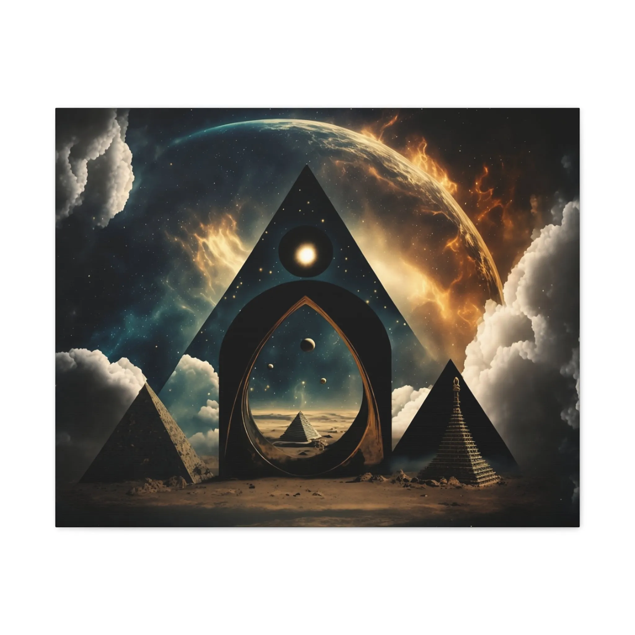 Pyramid Portal Star Gate Wall Art Canvas Spiritual Decor