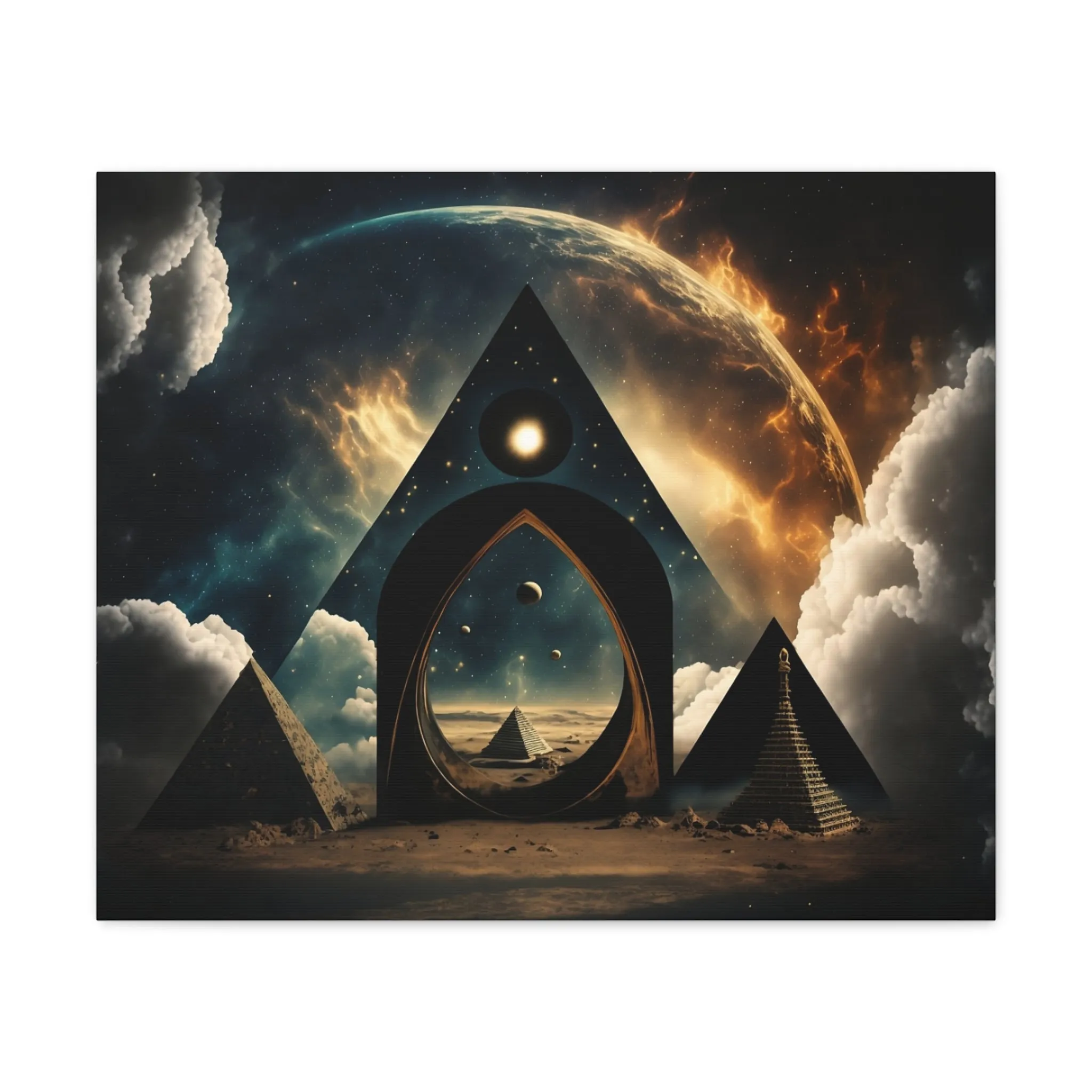 Pyramid Portal Star Gate Wall Art Canvas Spiritual Decor