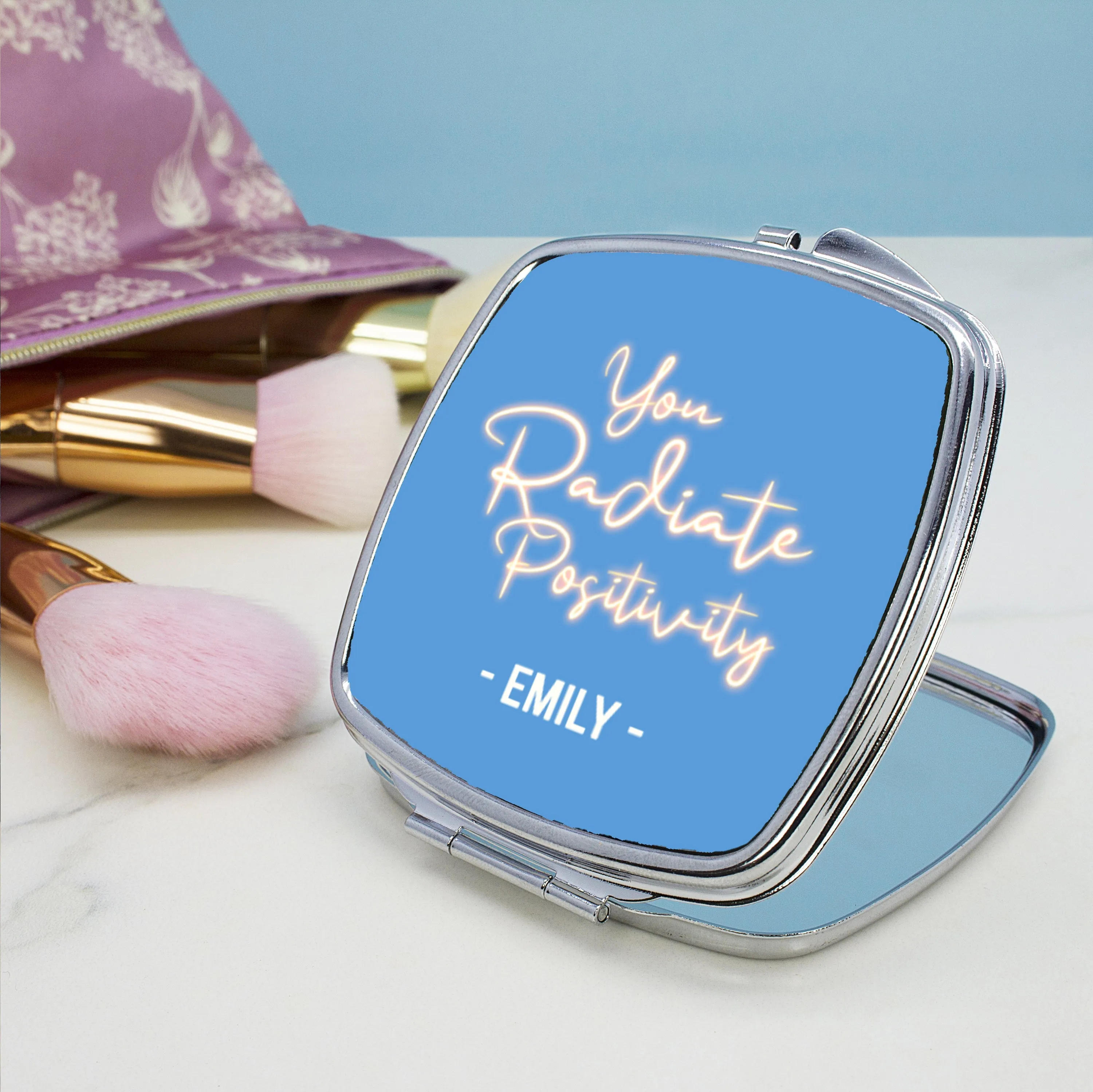 Radiate Positivity Square Compact Mirror