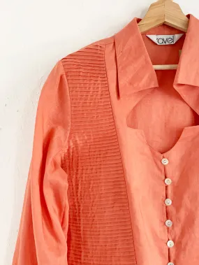 Ravel Apricot Linen Button Up With Cut Out Neckline