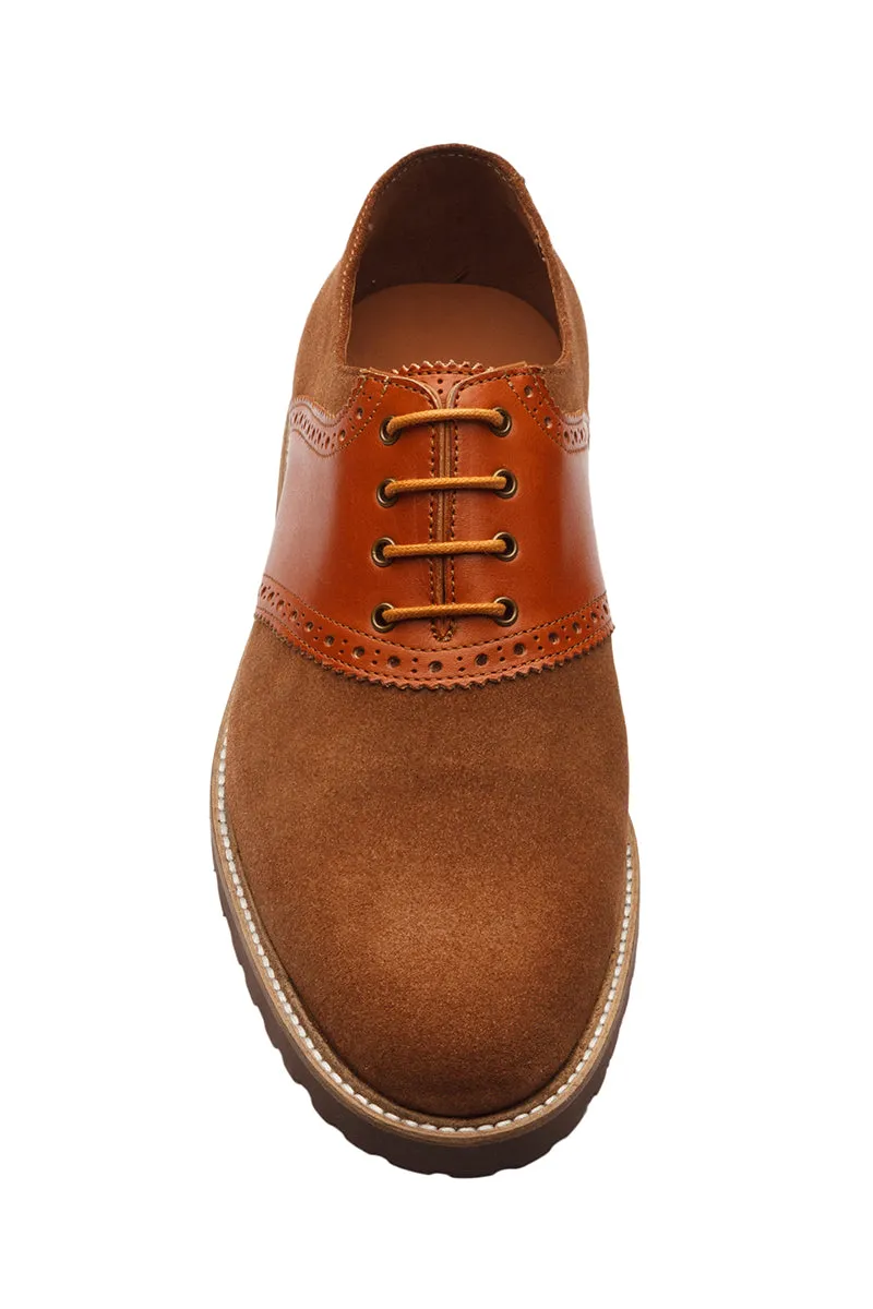 SADDLE OXFORD with brogue punch–SF