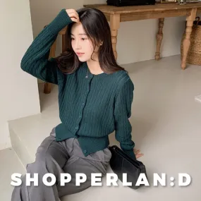 SHOPPERLAND  |Casual Style Long Sleeves Plain Cotton Medium Cardigans