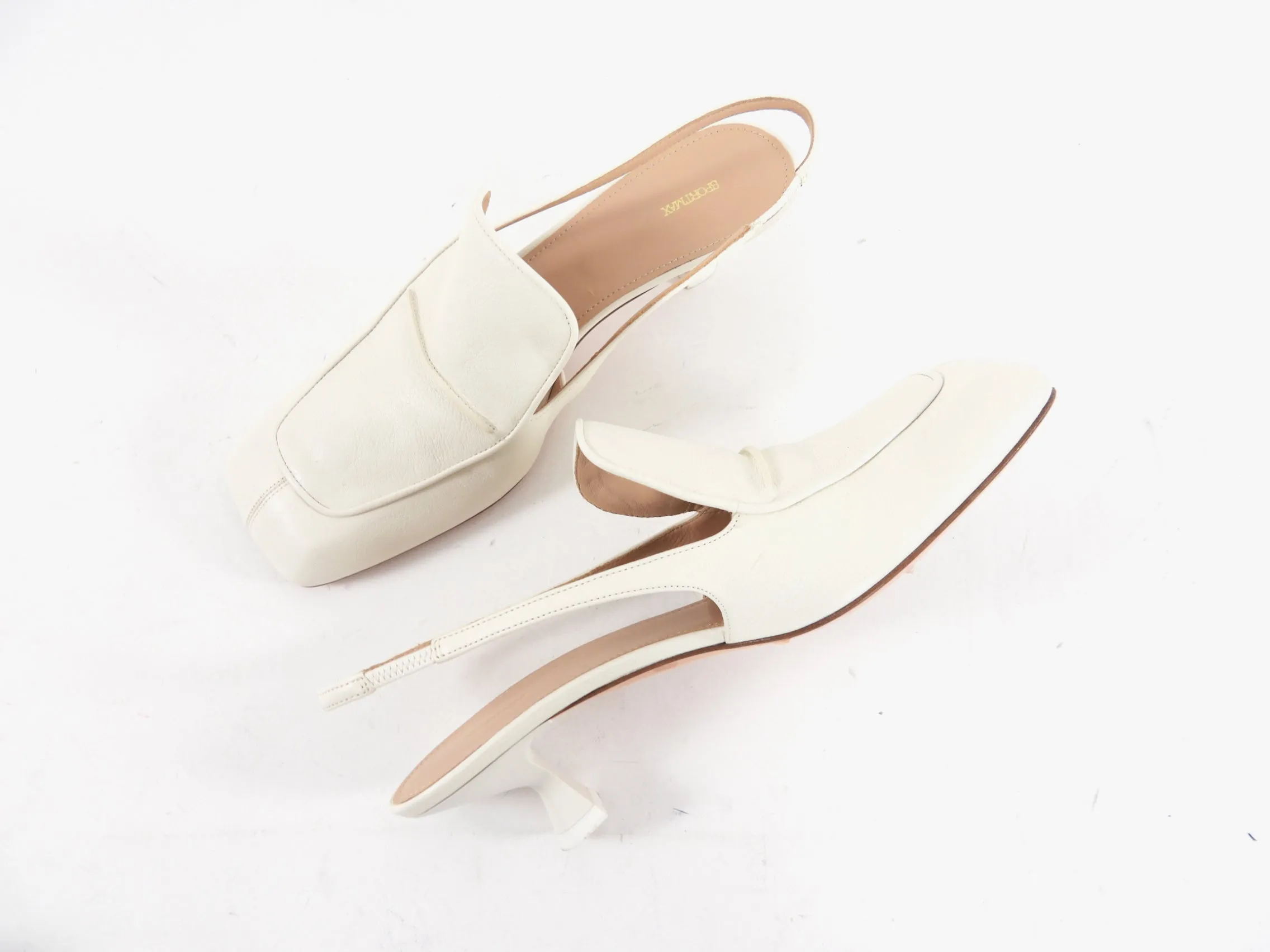 Sport Max by Max Mara Ivory Leather Slingback Mules - 39