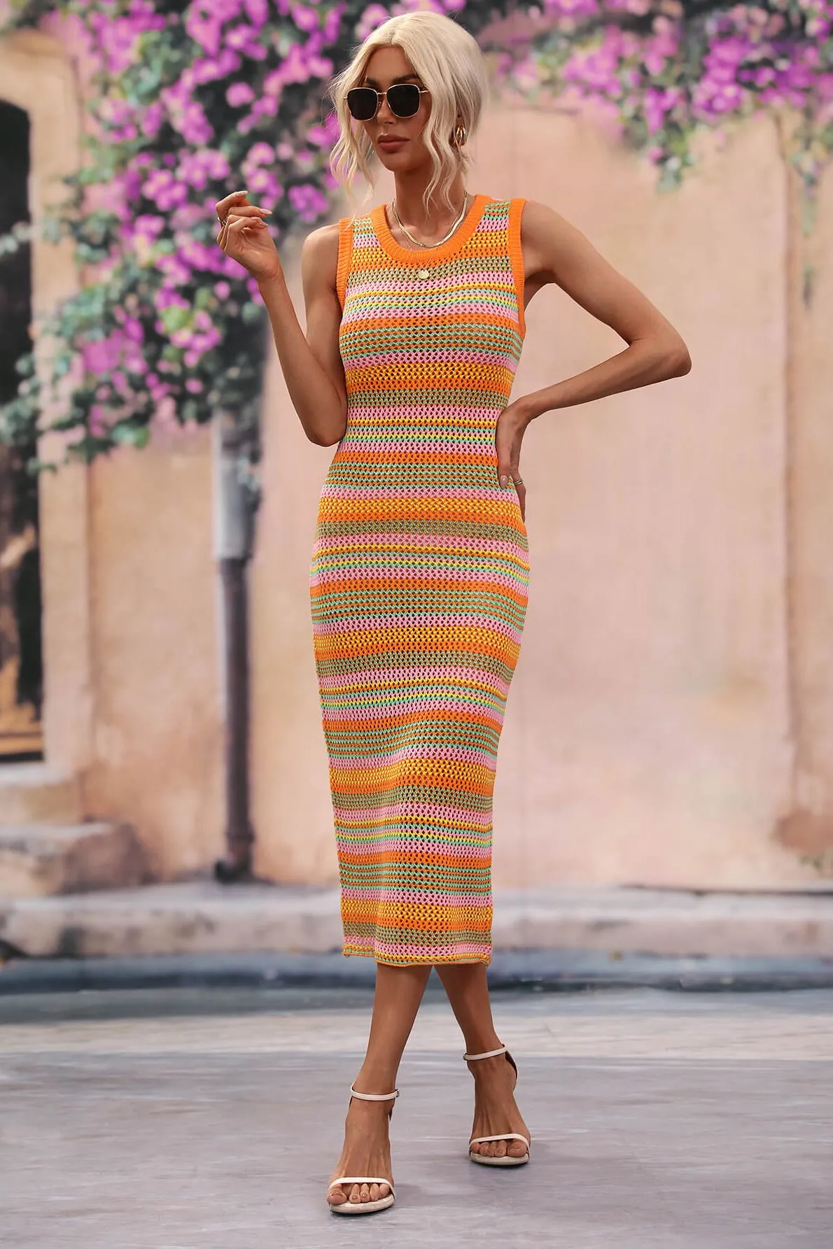 STRIPED SUMMER MIDI DRESS