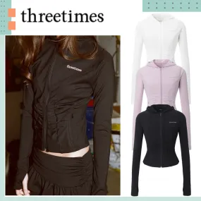 threetimes  |Casual Style Street Style Plain Logo Cardigans