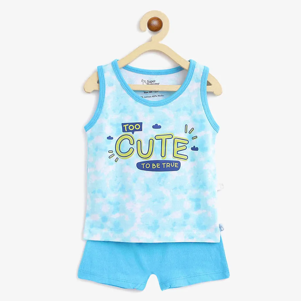 Top & Shorts Set - Tie-Dye Blues