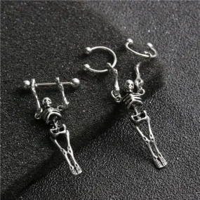 Trendy Punk Gothic Skull Earring - Stainless Steel Multi-Use Piercing