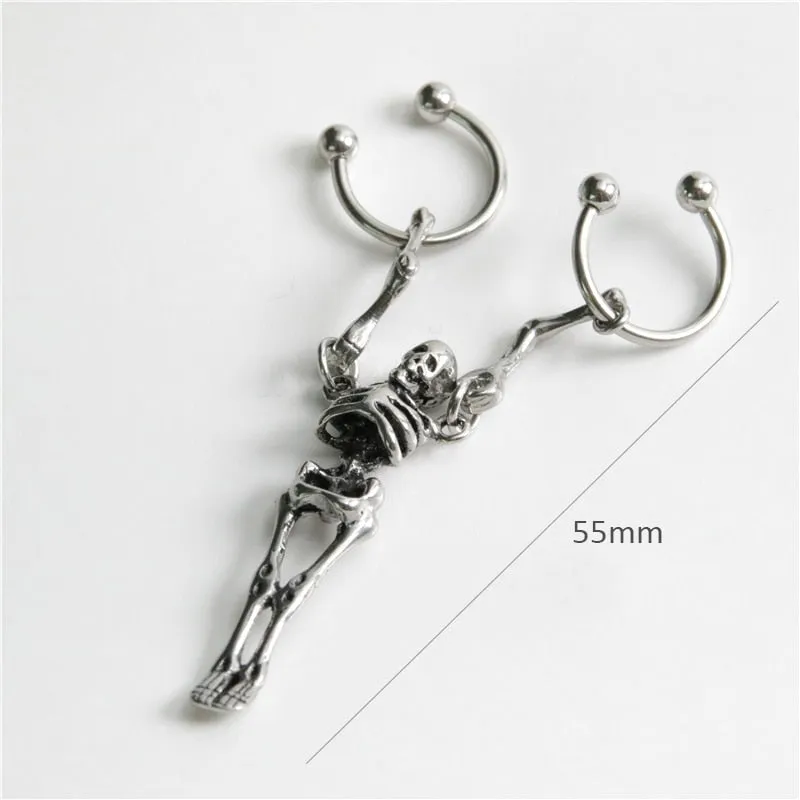 Trendy Punk Gothic Skull Earring - Stainless Steel Multi-Use Piercing