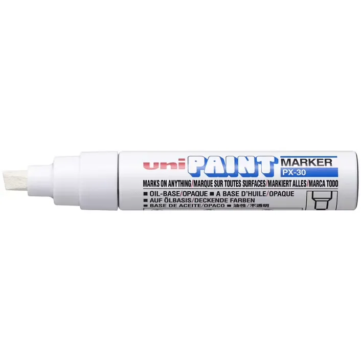 Uni-Ball PX-30 Paint Marker Chisel Tip 8mm Bold White Box 6