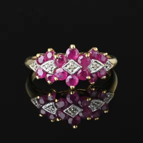 Vintage Art Deco Style Diamond Ruby Cluster Ring