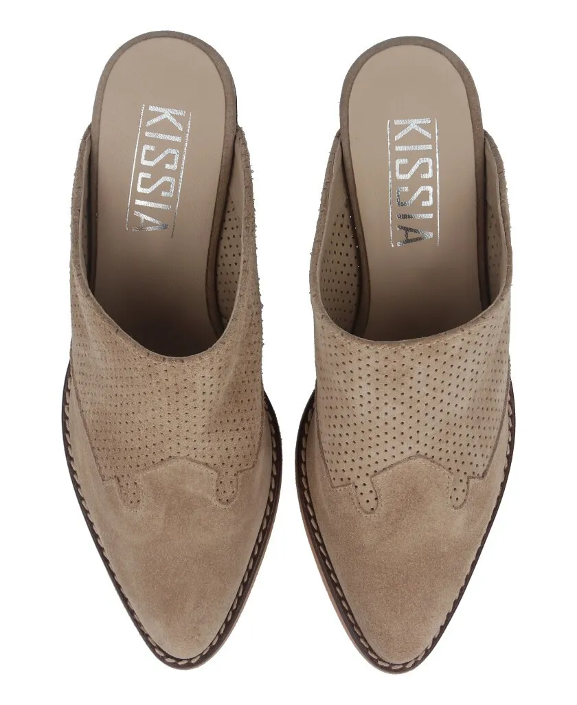 Woman's clogs in taupe leather Kissia 420