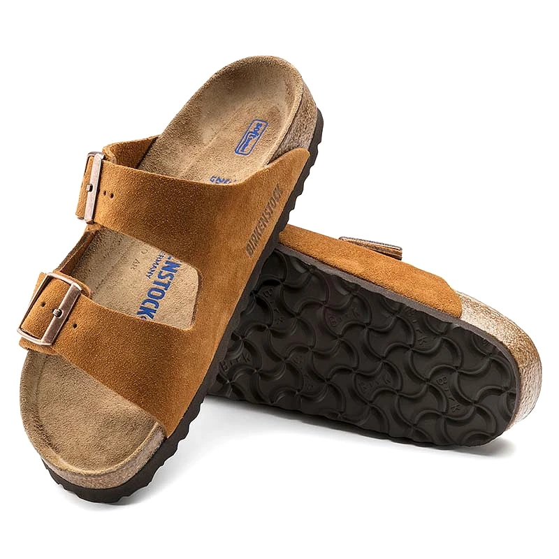 Women's Arizona Soft Footbed Suede Leather Sandals in Mink