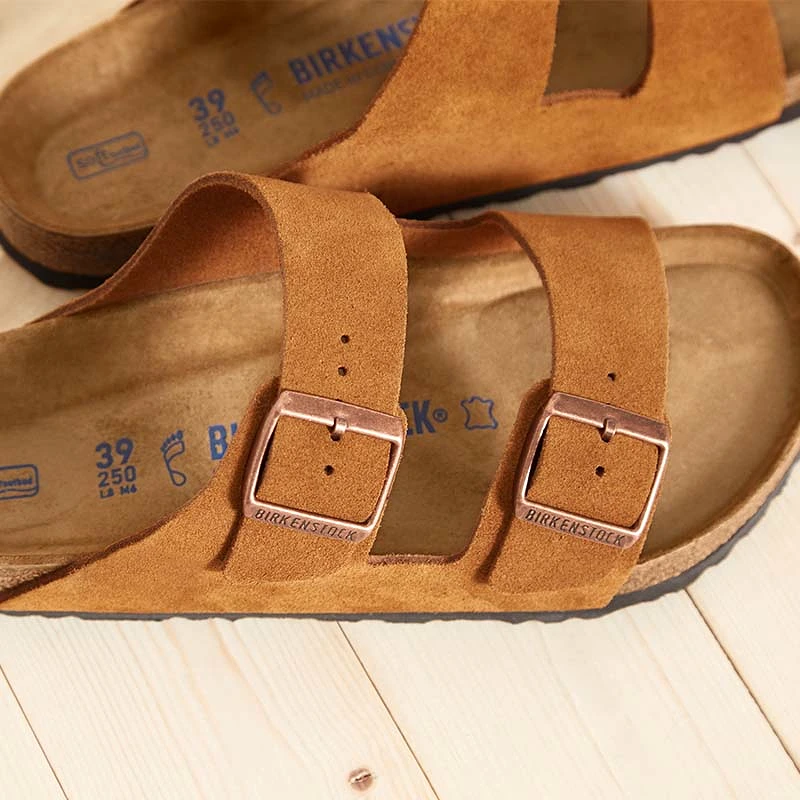 Women's Arizona Soft Footbed Suede Leather Sandals in Mink