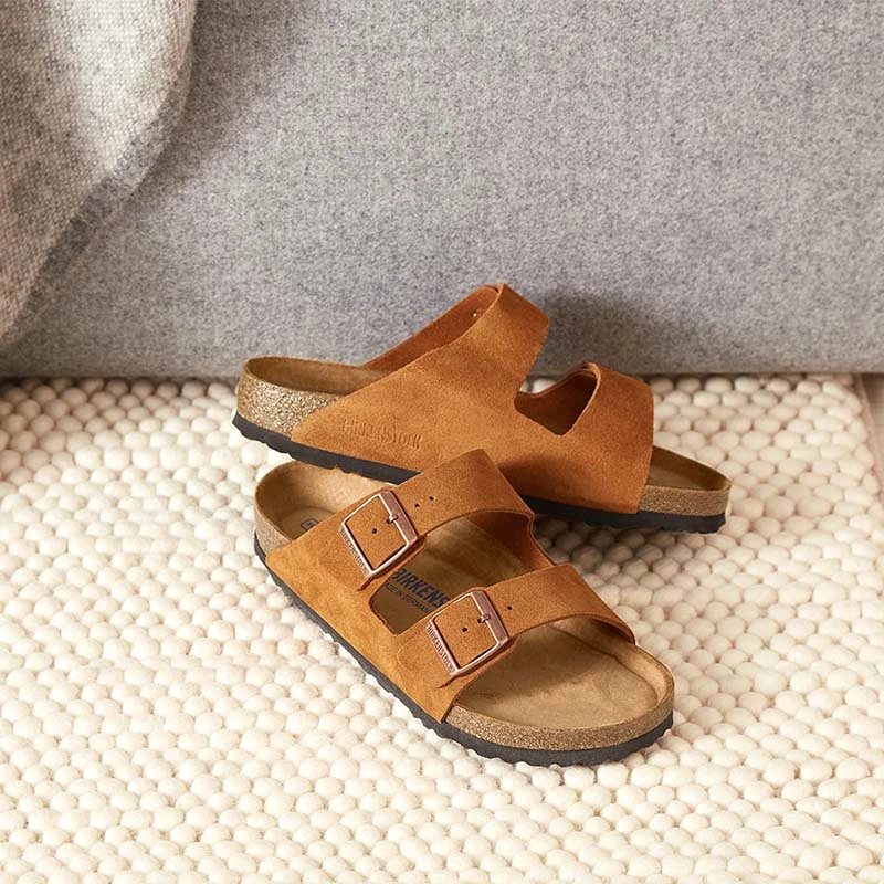 Women's Arizona Soft Footbed Suede Leather Sandals in Mink